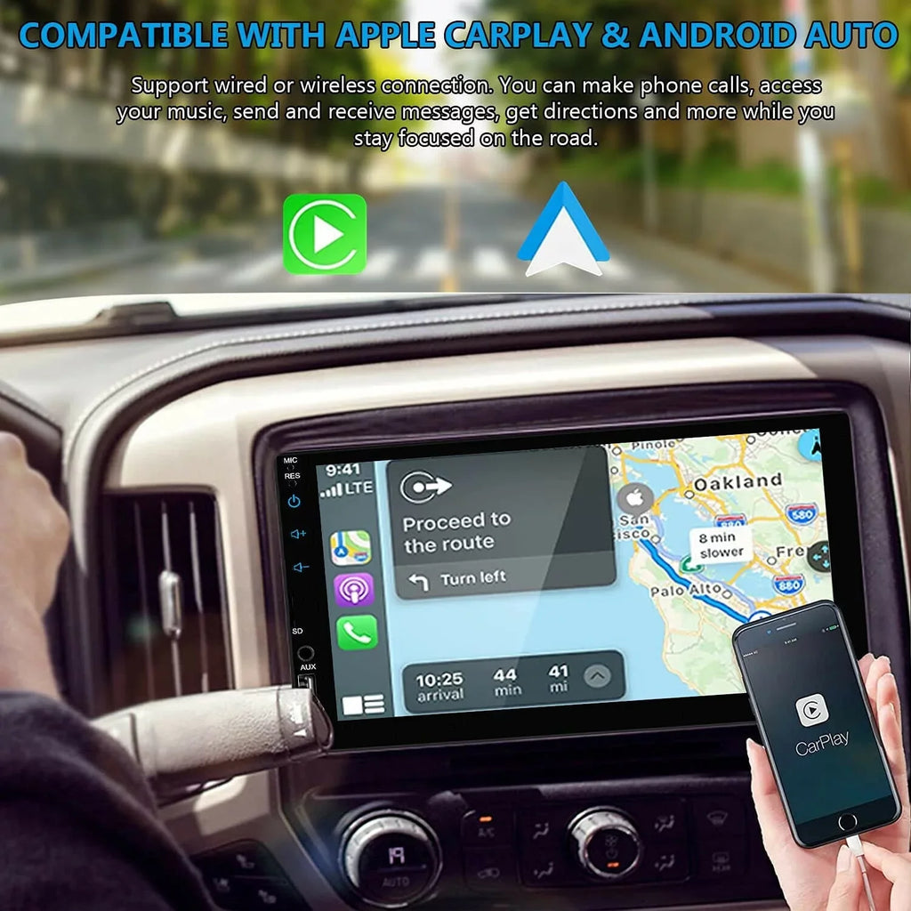 '+ Camera Touch Android/Apple 2Din Screen Double 12LED Player 7" Carplay Radio Stereo Car