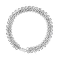 7.25" Sterling Diamond 1/2 S-Link (I-J I2-I3 Row Color, .925 Clarity) Bracelet Cttw Inches Double -
