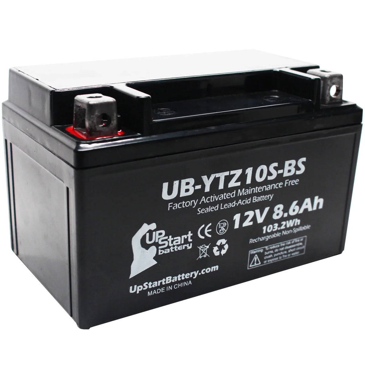 Battery 12V, UB-YTZ10S-BS 800CC 2011 for Battery Replacement Yamaha Maintenance UpStart Free, FZ8 - 8.6Ah, Activated, Factory Motorcycle 5-Pack