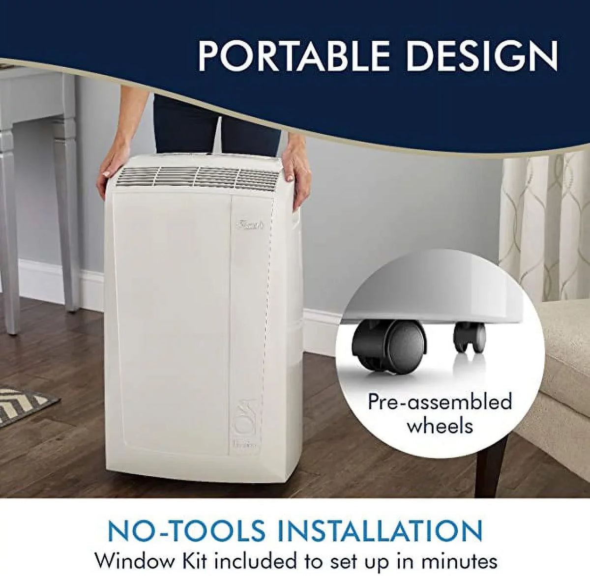ASHRAE) Air Restored BTU BTU DeLonghi Dehumidifier 3-Speed 6,700 Portable (Refurbished) with (10,000 Conditioner