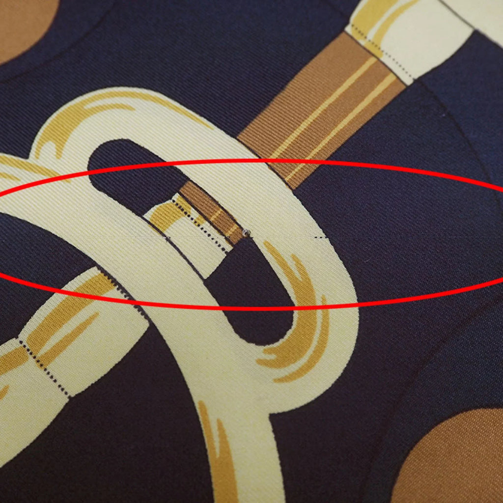 H.d'ORiGNY x Eperon Golden Black Spur 90 (Good) HERMES Hermes d'or Muffler Scarf Yellow Pellier Carre Pre-Owned