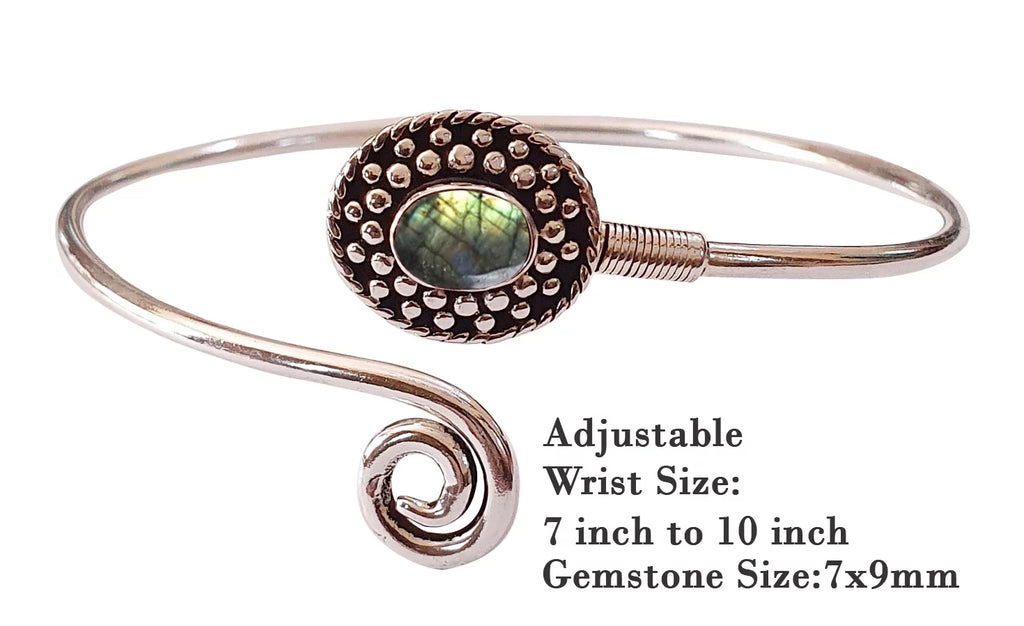 For Design Bracelet Tribal Modern Handmade Natural Fashion Jewelry Gemstone Designer Boho Silver Labradorite Party Cuff Plated Real Bohemian Bracelet, Women,
