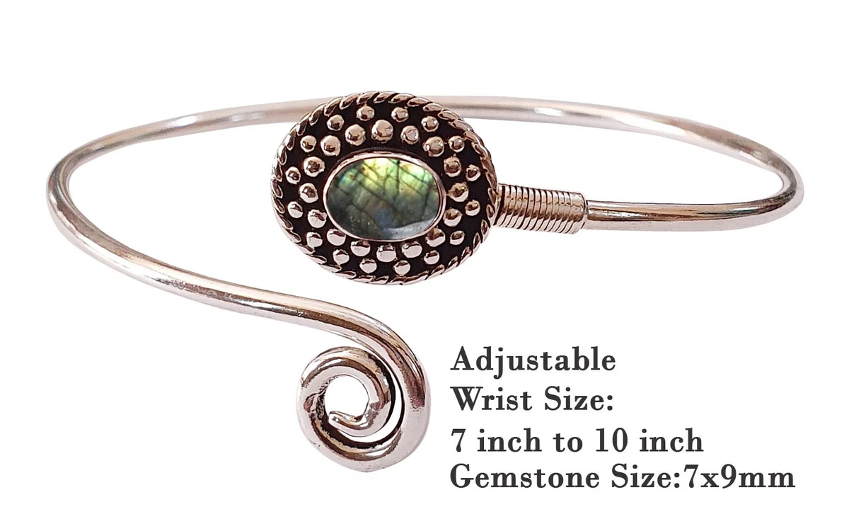 For Design Bracelet Tribal Modern Handmade Natural Fashion Jewelry Gemstone Designer Boho Silver Labradorite Party Cuff Plated Real Bohemian Bracelet, Women,