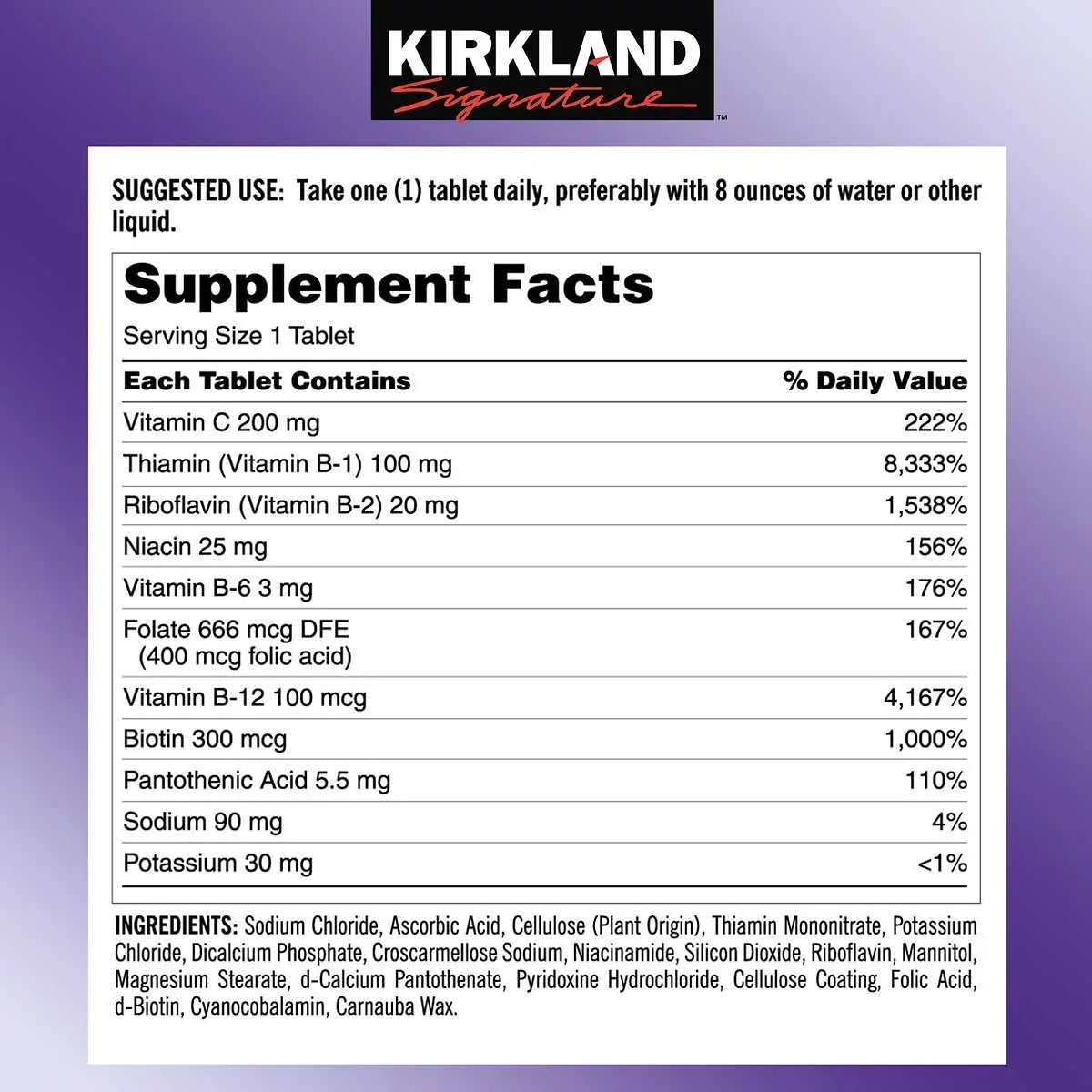 Tablets) (2 x B-Complex Electrolytes Kirkland (2-Pack) with Signature Super 500