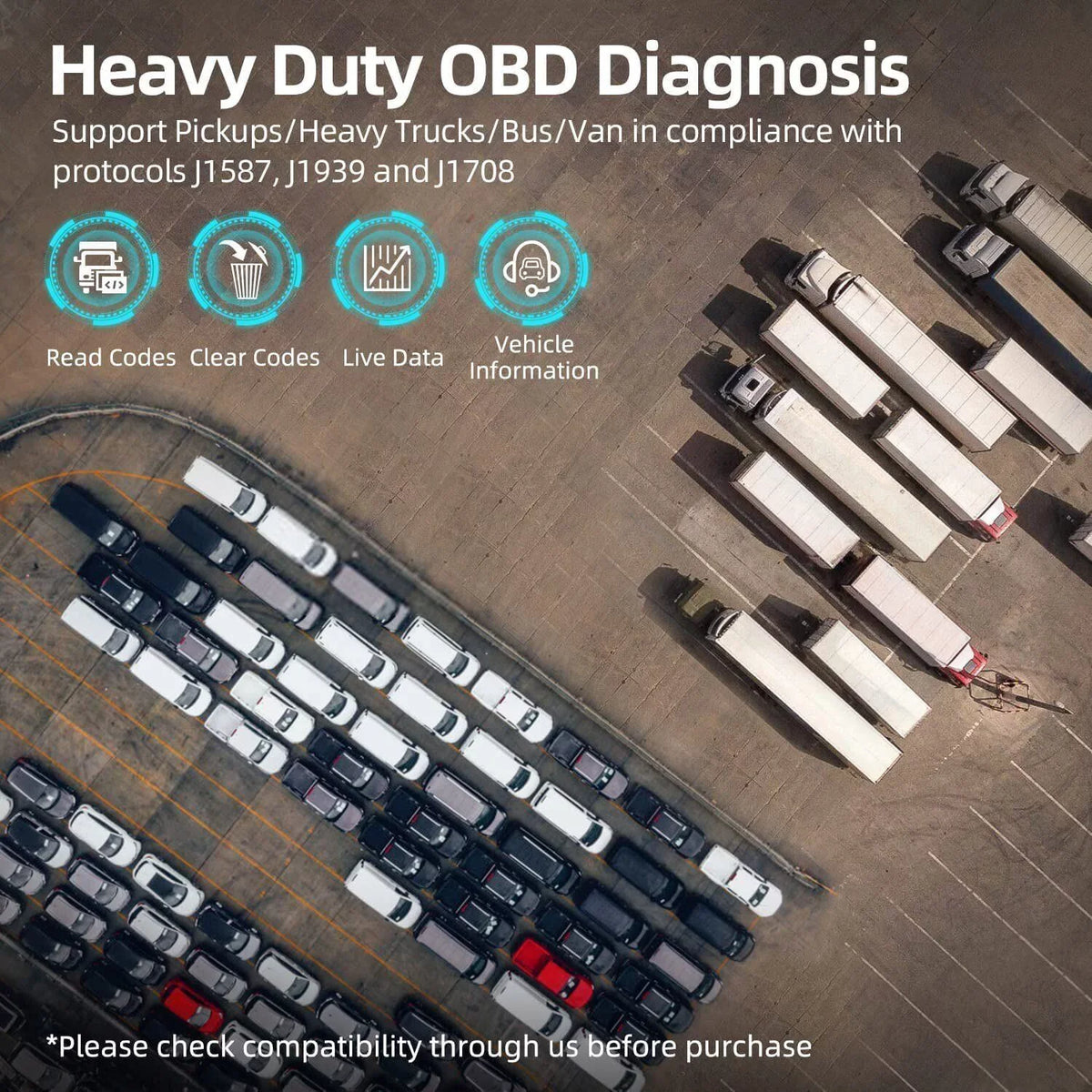 Diesel Diagnostic Romondes Scanner Duty OBD2 Code Heavy Scanner Tool Truck RD801 Truck Reader