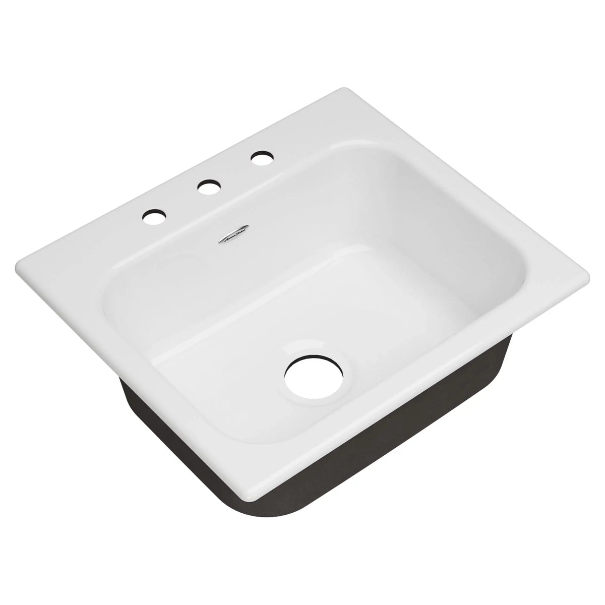 25 Drop-in Brilliant in American Sink Single Kitchen Bowl 3-Hole White Standard Iron in. Quince Cast