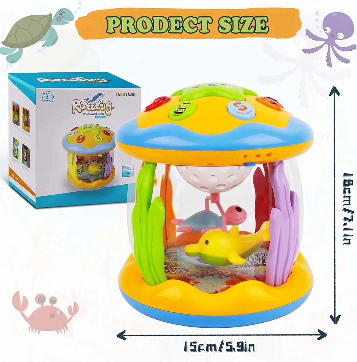 6-12 Light Educational in Learning Projector Toys For Months,4 Up Infant 1 Musical Toys,Ocean Toys Toddlers LAYADO Baby Rotating for