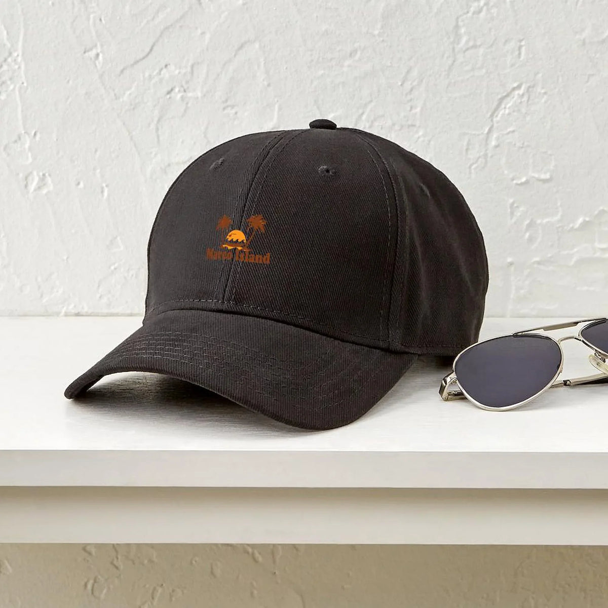 Baseball Black CafePress Adjustable - Island Black Printed Canvas Palm Cap Trees Hat Marco Cotton - Design.
