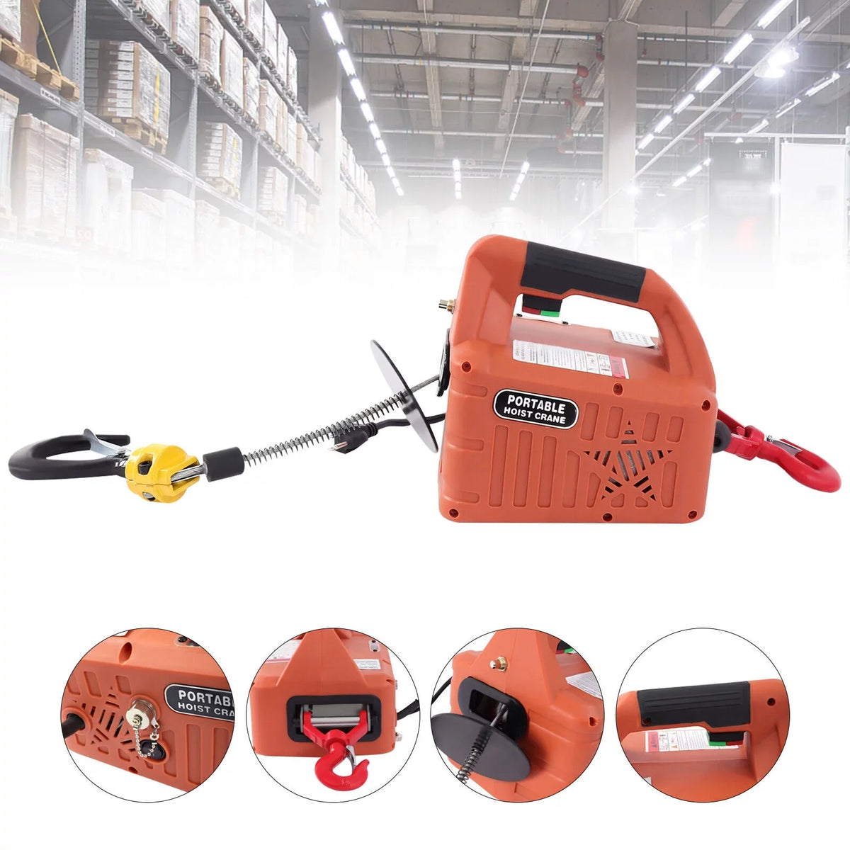 Crane 1100 Control 3-in-1 Winch ZhdnBhnos Lift 110V LBS Electric Portable Remote Wireless Hoist Kit