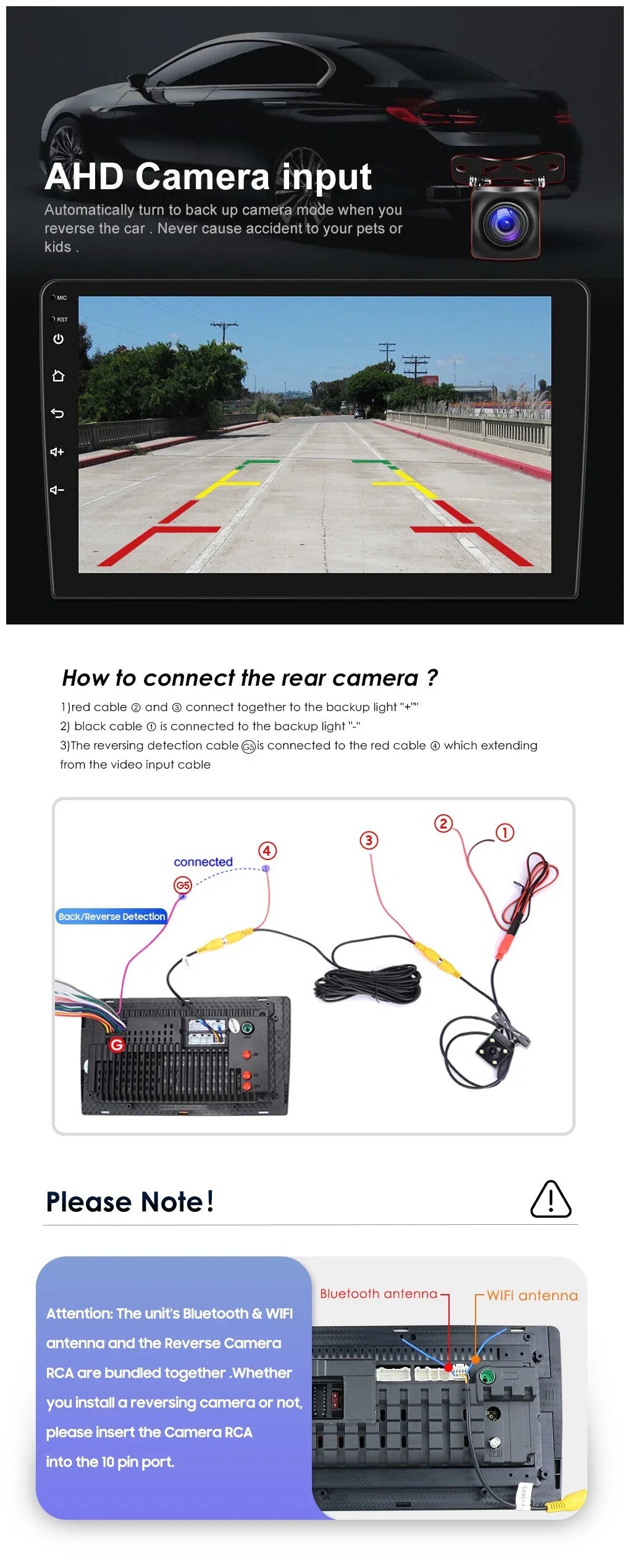 USB AHD 9" Bluetooth Backup Double Android Wireless Stereo 2+32GB FM/RDS Camera Radio Navigation GPS Carplay Auto Android IPS 1280*720 Screen Car Din WiFi Receiver