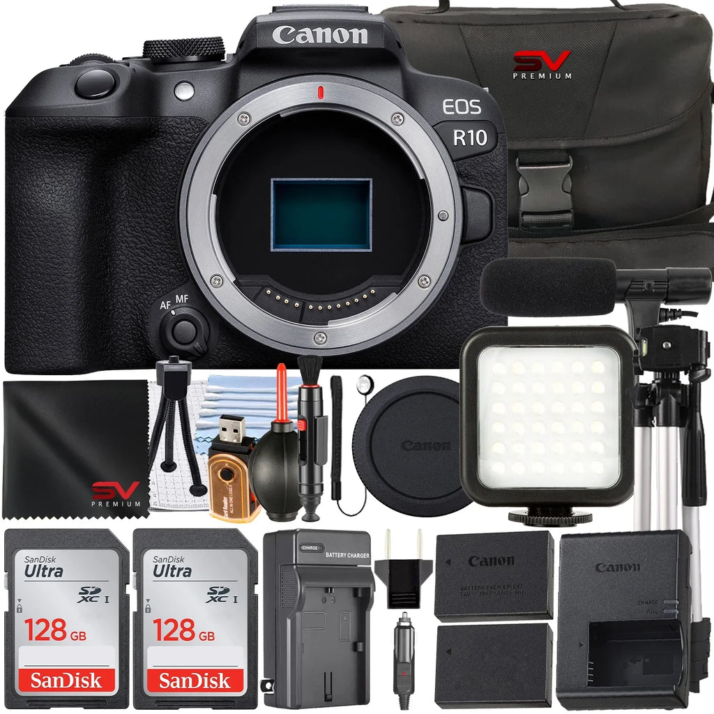 Memory with + R10 Only) Mirrorless (Body LED EOS + Canon SV Pack + SanDisk Accessory 128GB Case Premium 2 Card Flash Camera Bundle