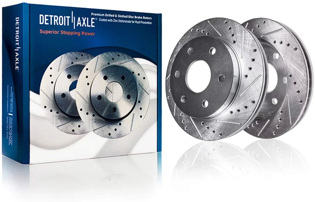'- & Kit 2017 2015 and Brake 2016 Detroit Brakes 2012-2020 Replacement 2013 F-150 Axle 2019 Disc for 2018 Rear Front Ceramic and 2014 Brake Rotors Pads Drilled Slotted Ford