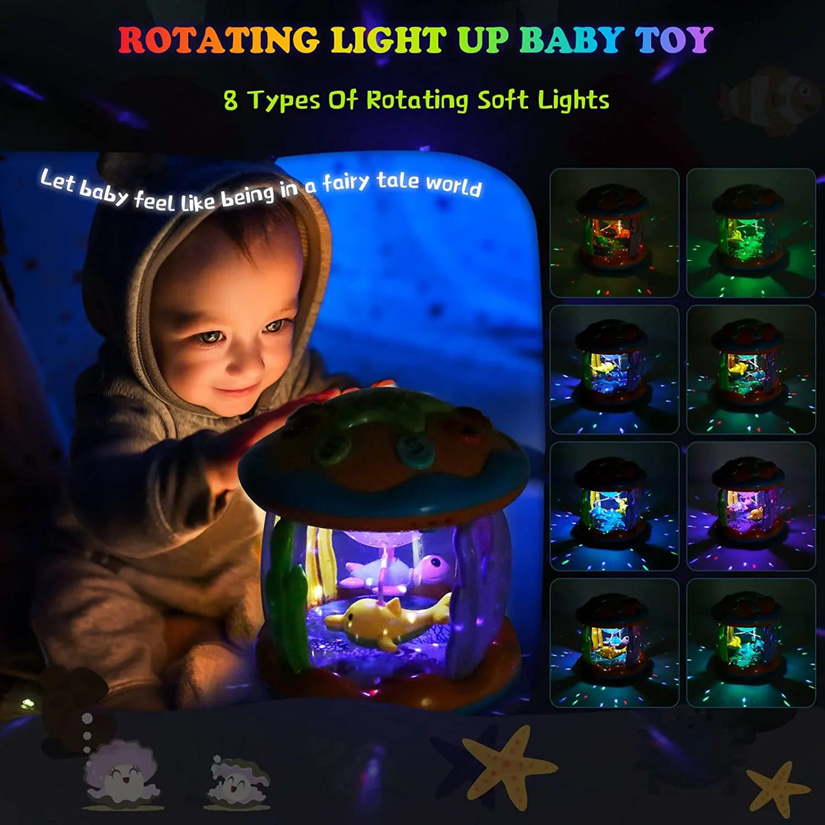 6-12 Light Educational in Learning Projector Toys For Months,4 Up Infant 1 Musical Toys,Ocean Toys Toddlers LAYADO Baby Rotating for