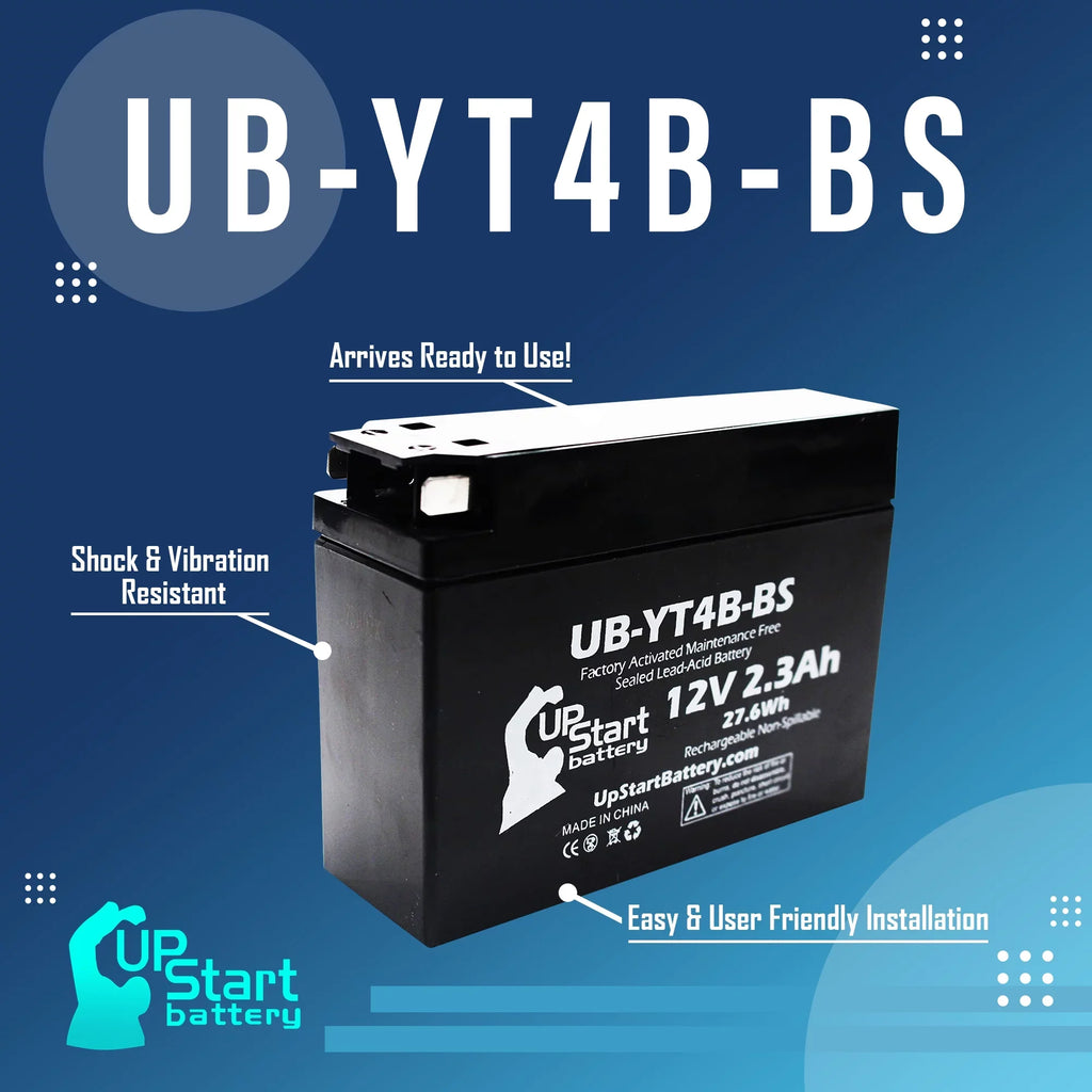 Activated, Battery 400CC Replacement Battery Maintenance UpStart Motorcycle - 2007 SR400 2.3Ah, UB-YT4B-BS Free, 12V, Yamaha 3-Pack for Factory