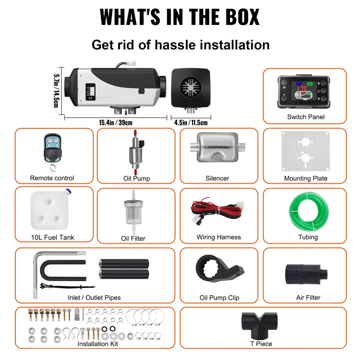 Thermostat Remote Motorhomes 10L and Parking Muffler and Bus Boats Diesel RV Trailer for Control Air Heater Diesel 5KW LCD Heater with Tank Diesel 12V SKYSHALO Heater