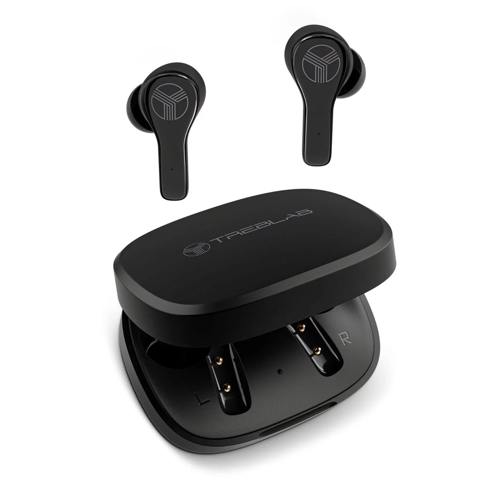 Earbuds, Charging, Port, 28H with Includes Time, Charging Noise IPX8 True Black up Bluetooth - TREBLAB Earbuds WX8 and Control w/Wireless of USB-C Waterproof 5.1, Play Isolation, Touch Case Wireless