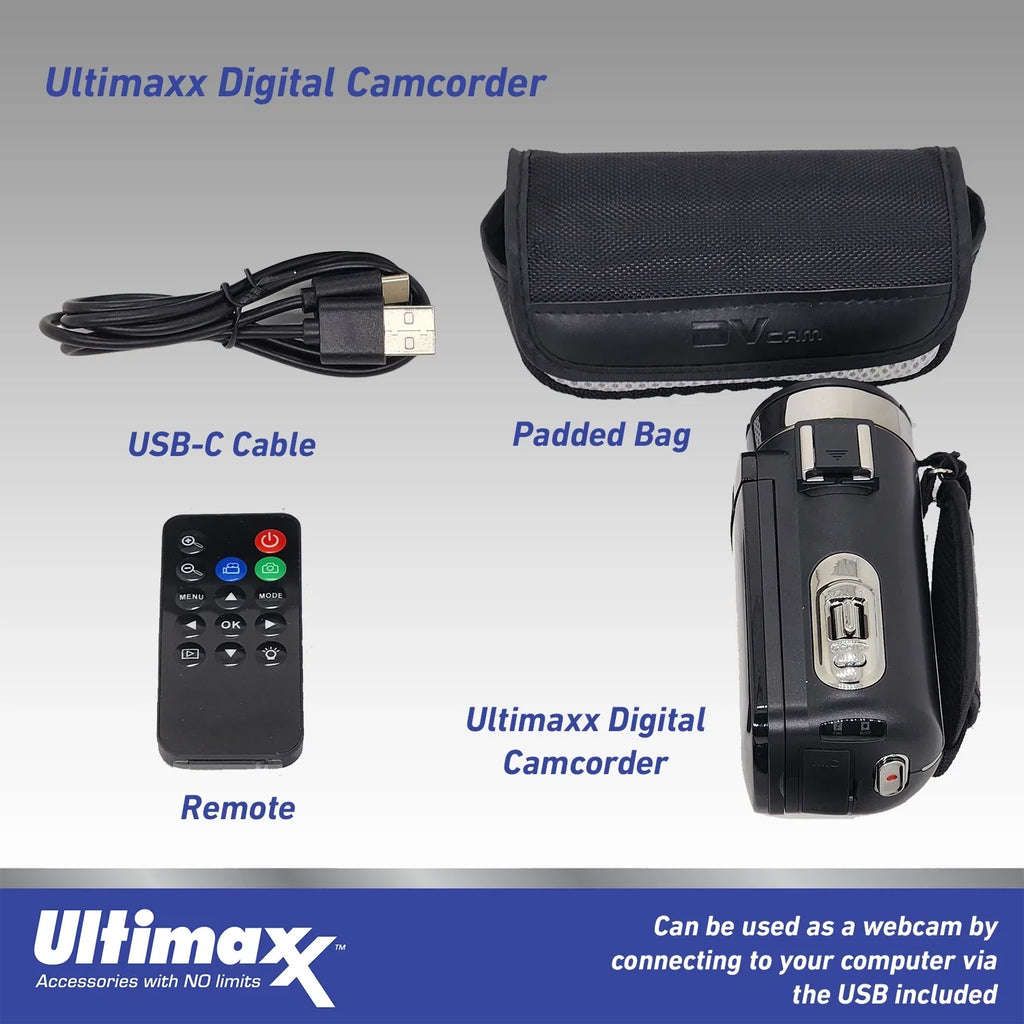 Bundle Video Ultra Camcorder with Camera LED Light Vlog HD 42MP 4K Ultimaxx