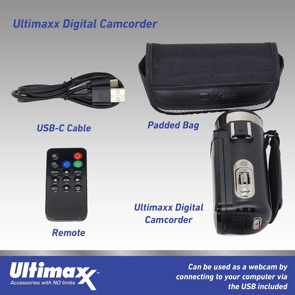 Bundle Video Ultra Camcorder with Camera LED Light Vlog HD 42MP 4K Ultimaxx