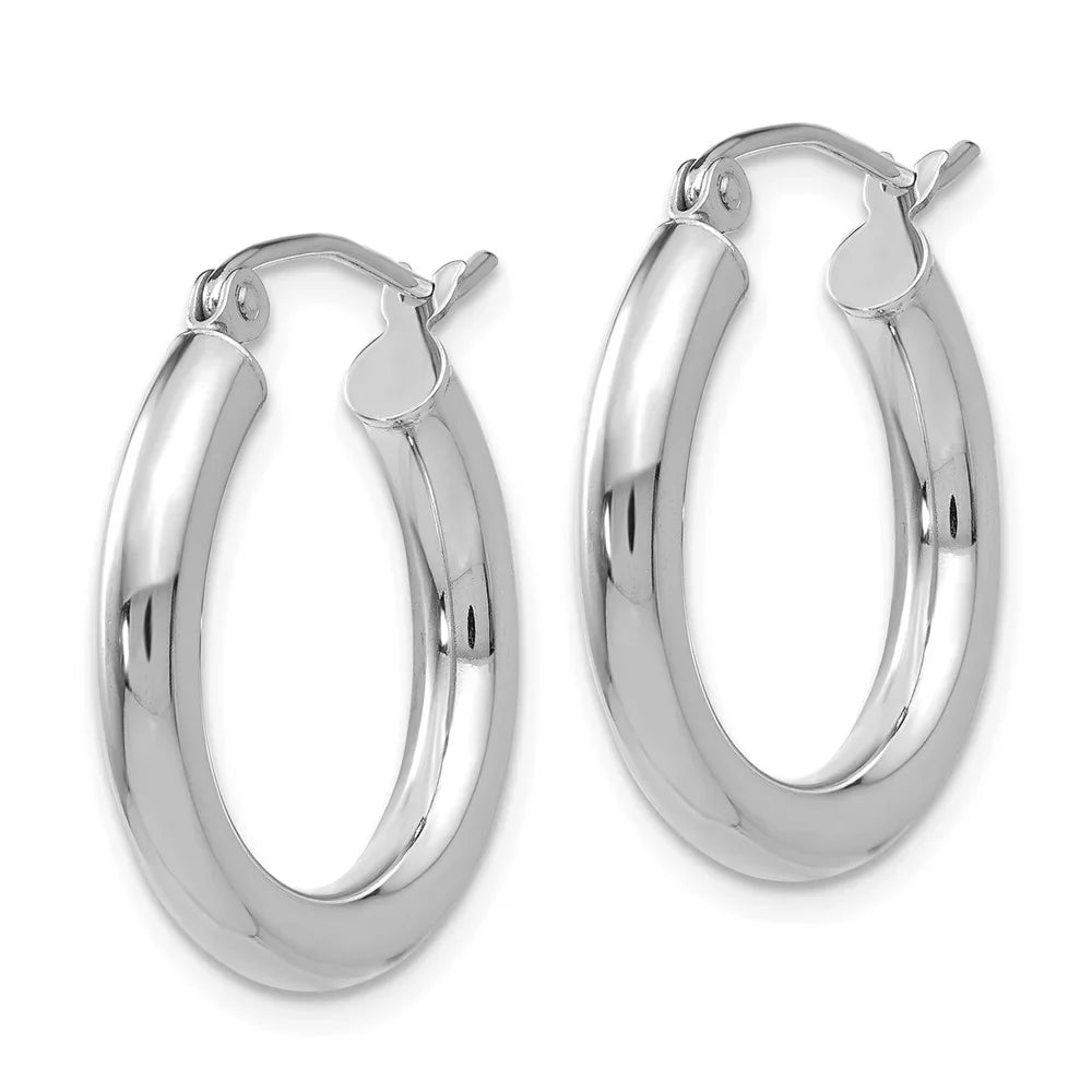Women Men for Lightweight Adults Earrings; Tube White 14kt Polished for Teens; 3mm Hoop Gold Real and and