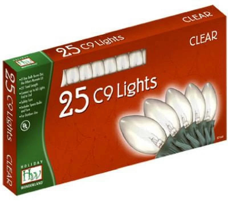 925C-88 - Clear, 1 Quantity Christmas Wonderland 25-Ct. C9 Bulbs, Set, 25-Light Holiday
