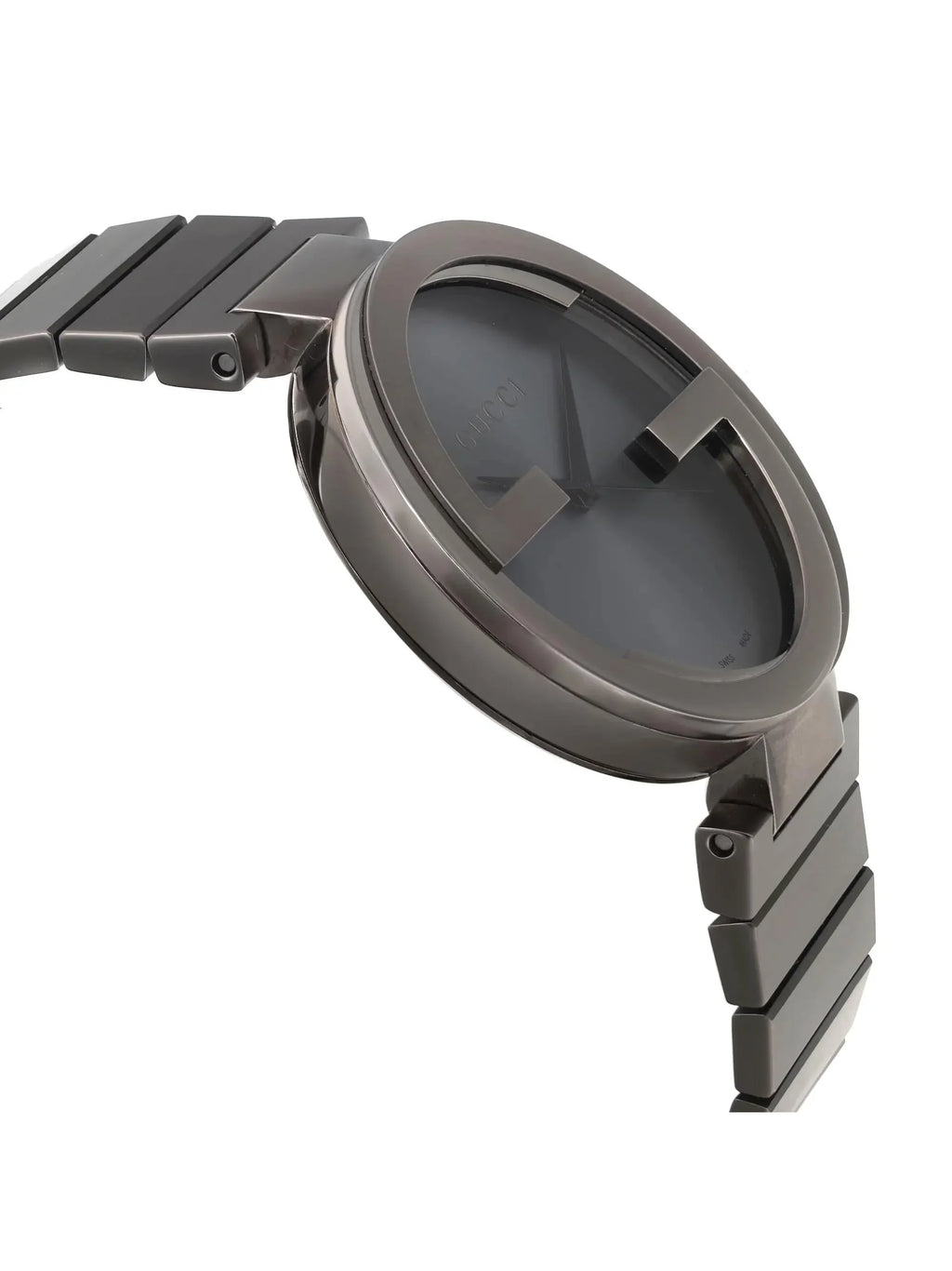 New PVD Gucci Dial Grey Interlocking Steel YA133210 G Anthracite Quartz Watch