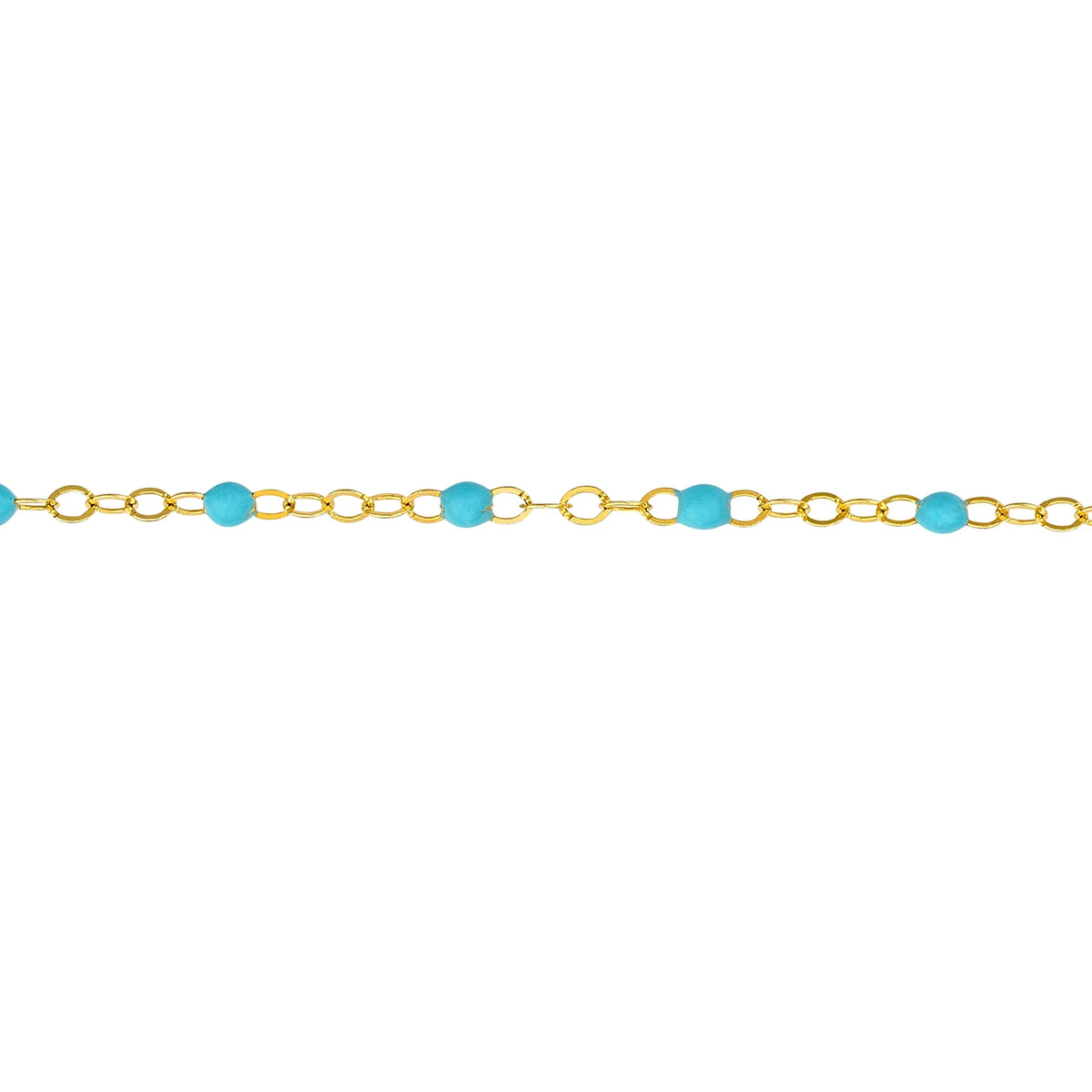 Gold 5.50"-7.50" Turquoise Enamel Bracelet Yellow Women's Piatto Bead Adjustable 14K Light