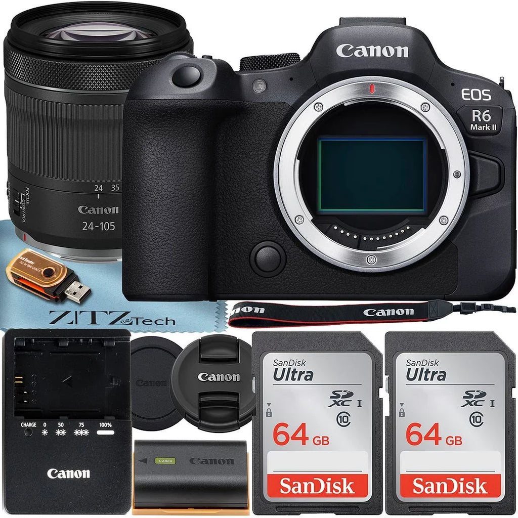 Card Mark 64GB + Mirrorless Pack + Memory R6 RF EOS IS SanDisk Bundle ZeeTech 2 STM Lens Canon II 24-105mm with Camera f/4-7.1 Accessory