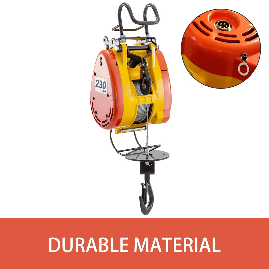 Electric 98ft/30m System Control with Lift Volts Phase Overhead Pulley Winch VEVOR Crane Electric Remote 1 Wire Electric Trolley Hoist 230kg with Length 507lbs Steel Capacity Rope 110