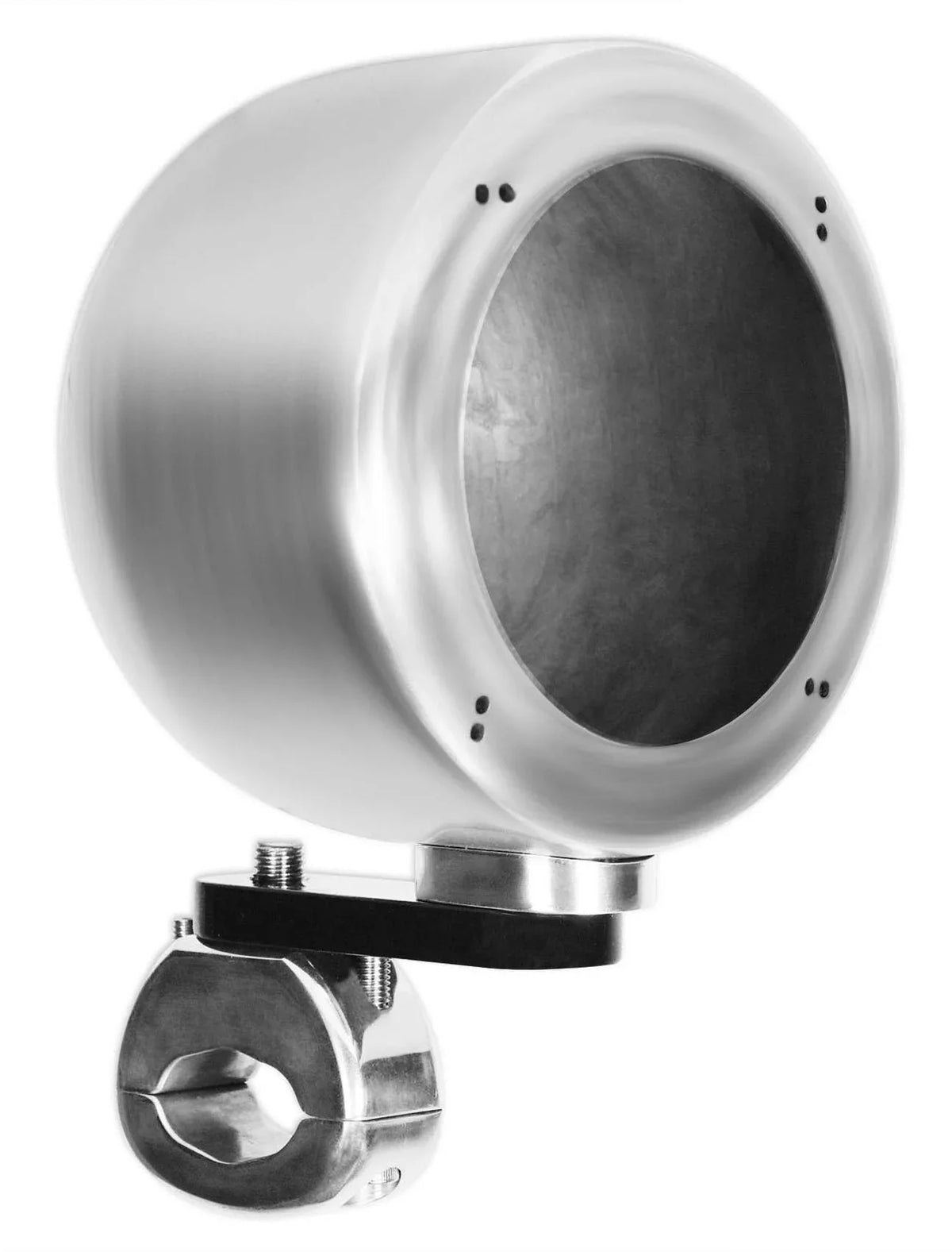 (2) Aluminum Speaker 4" Pods Swivel MAC40B Motorcycle Handlebar Rockville Chrome