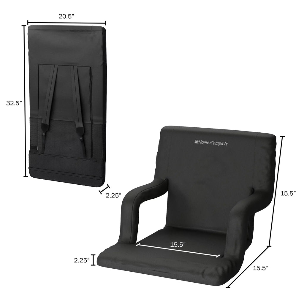Padded Support, Straps 6 Pack- with Reclining Home-Complete Cushions Carry Portable Chair, Positions 2 By Back Seat and Stadium Bleacher Armrests,