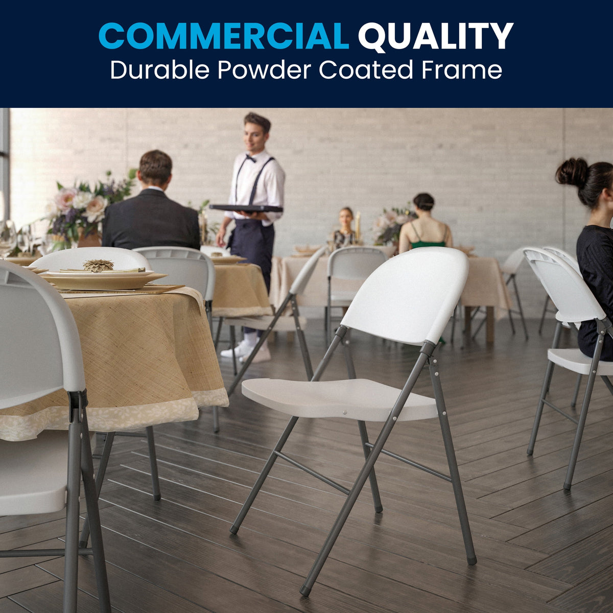 Furniture Series Flash HERCULES White Charcoal with Capacity Plastic Frame Chair lb. Granite 330 Folding