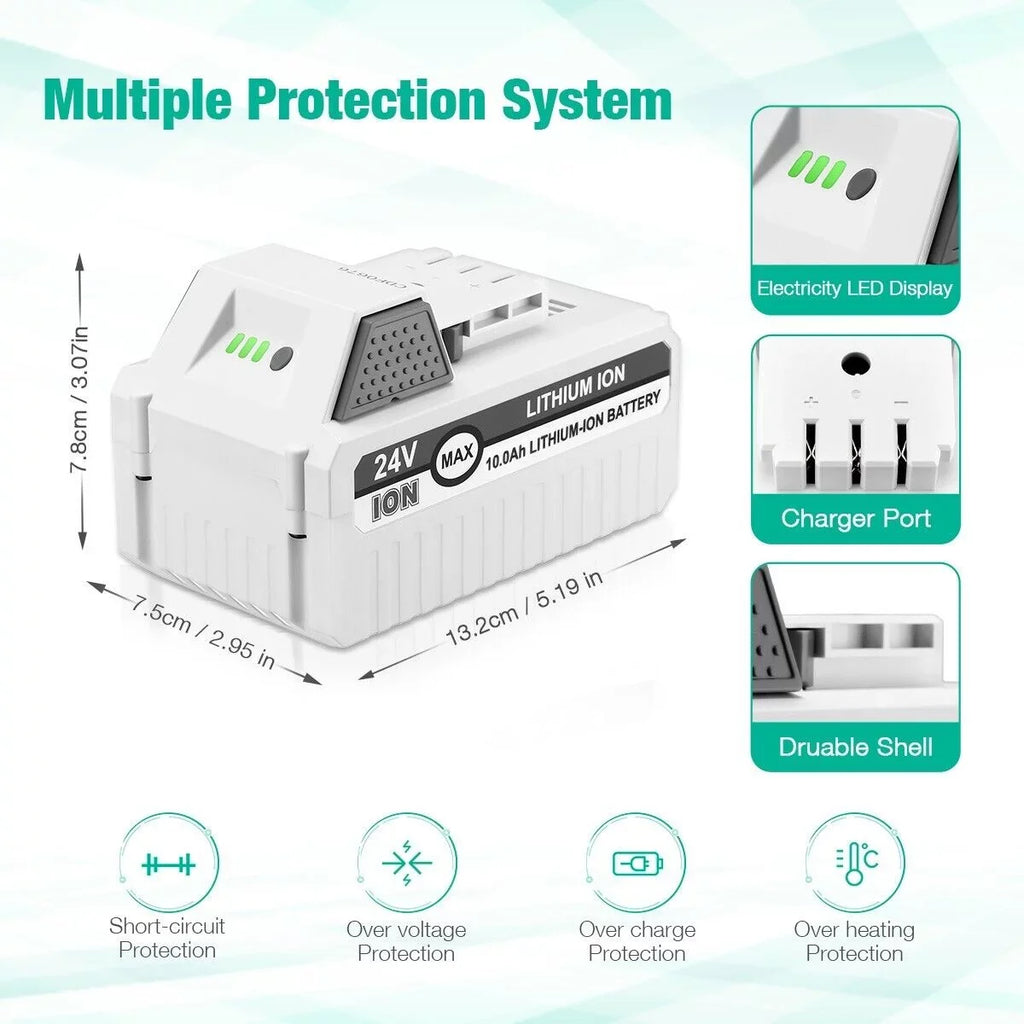 24VBAT-LTE Joe System 24VBAT-LT 24VBAT-LTW Snow All Battery iON+ 24VBAT Sun 24VBAT-LTX Joe Compatible Joe Cordless 24V Li-ion and Snow for Blower for 24V Battery with 24V-X2-SB18 iON+ 2Packs 10000mAh
