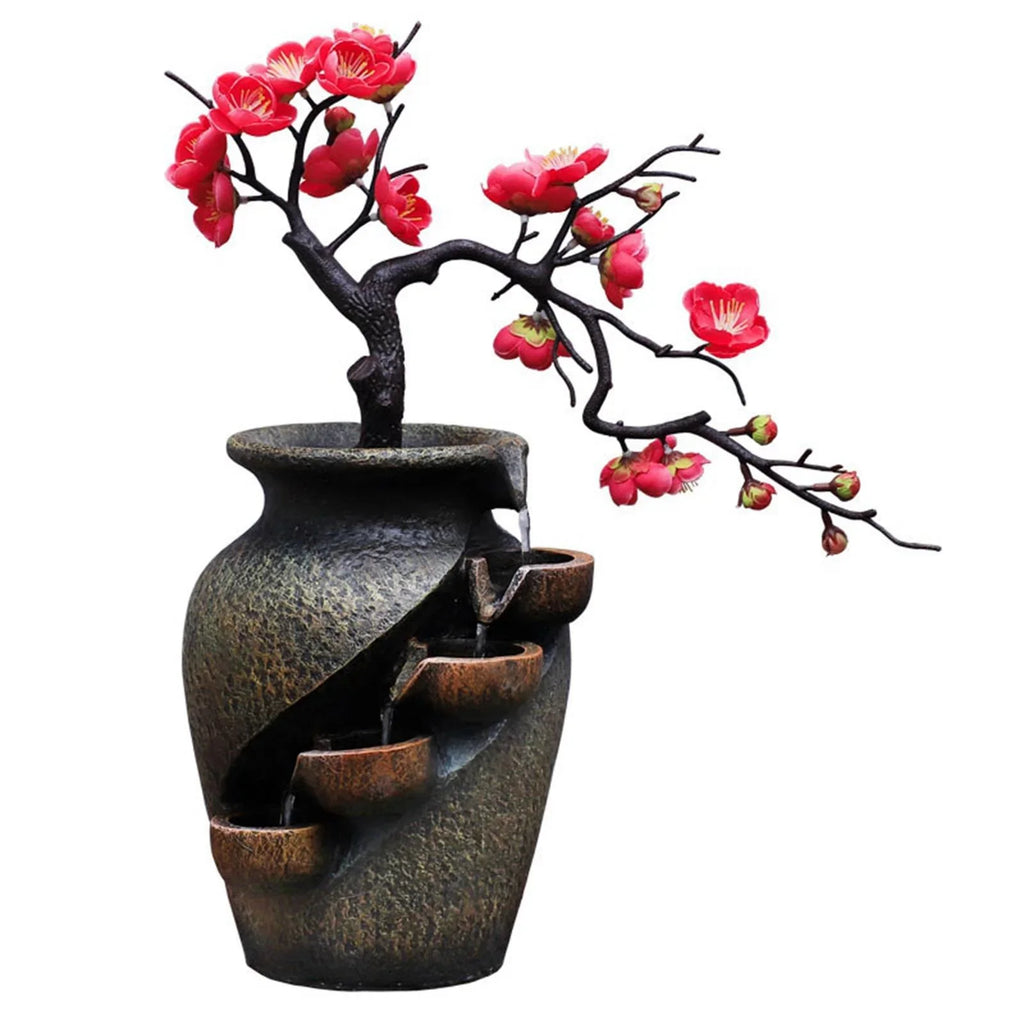 Desk Craft Shui Living Waterfall Gifts Creative Vase Feng Soothing Water Office Relaxation for Fountains Tabletop Fountain room Flower Simulation Garden VaseThree-dimensional Decor