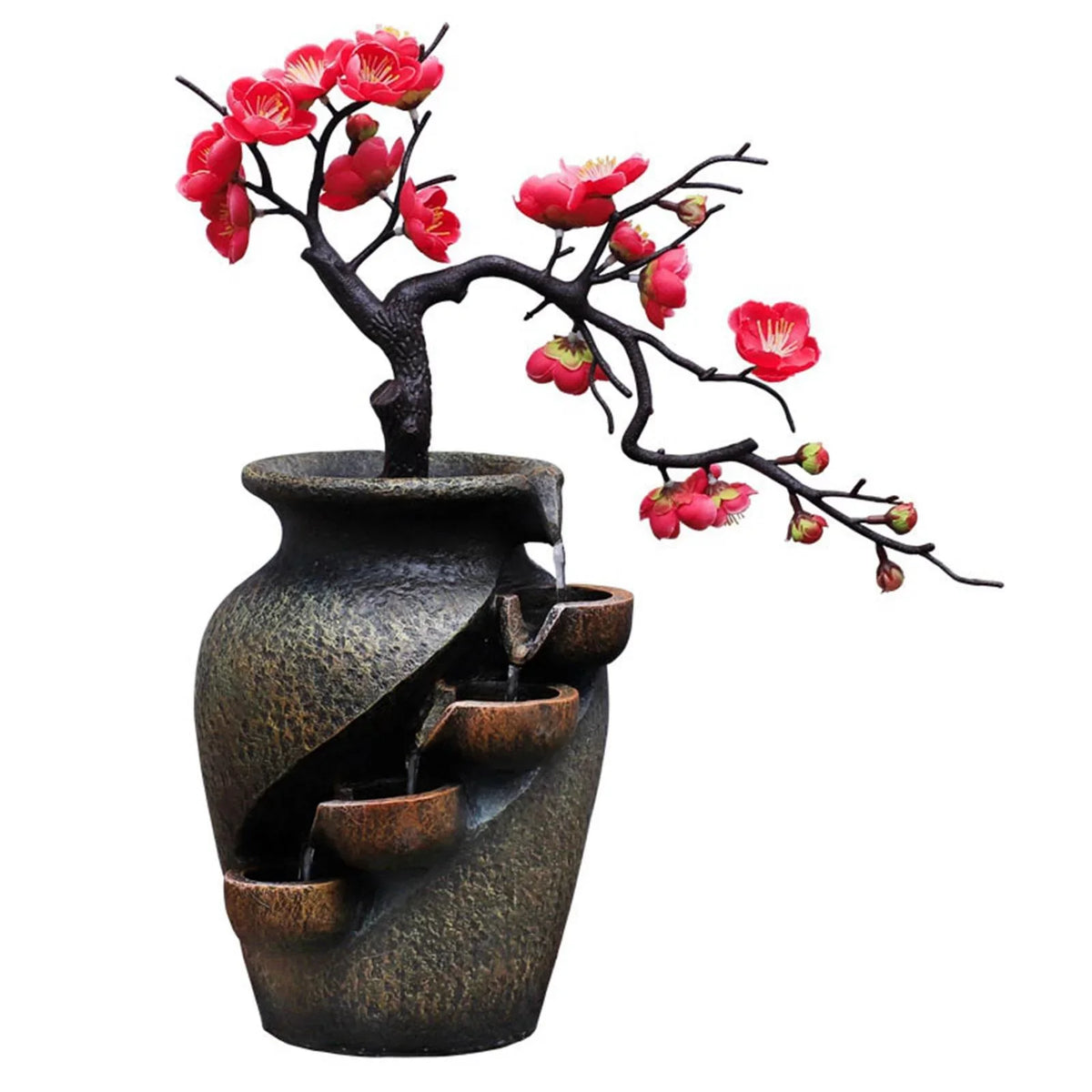Desk Craft Shui Living Waterfall Gifts Creative Vase Feng Soothing Water Office Relaxation for Fountains Tabletop Fountain room Flower Simulation Garden VaseThree-dimensional Decor