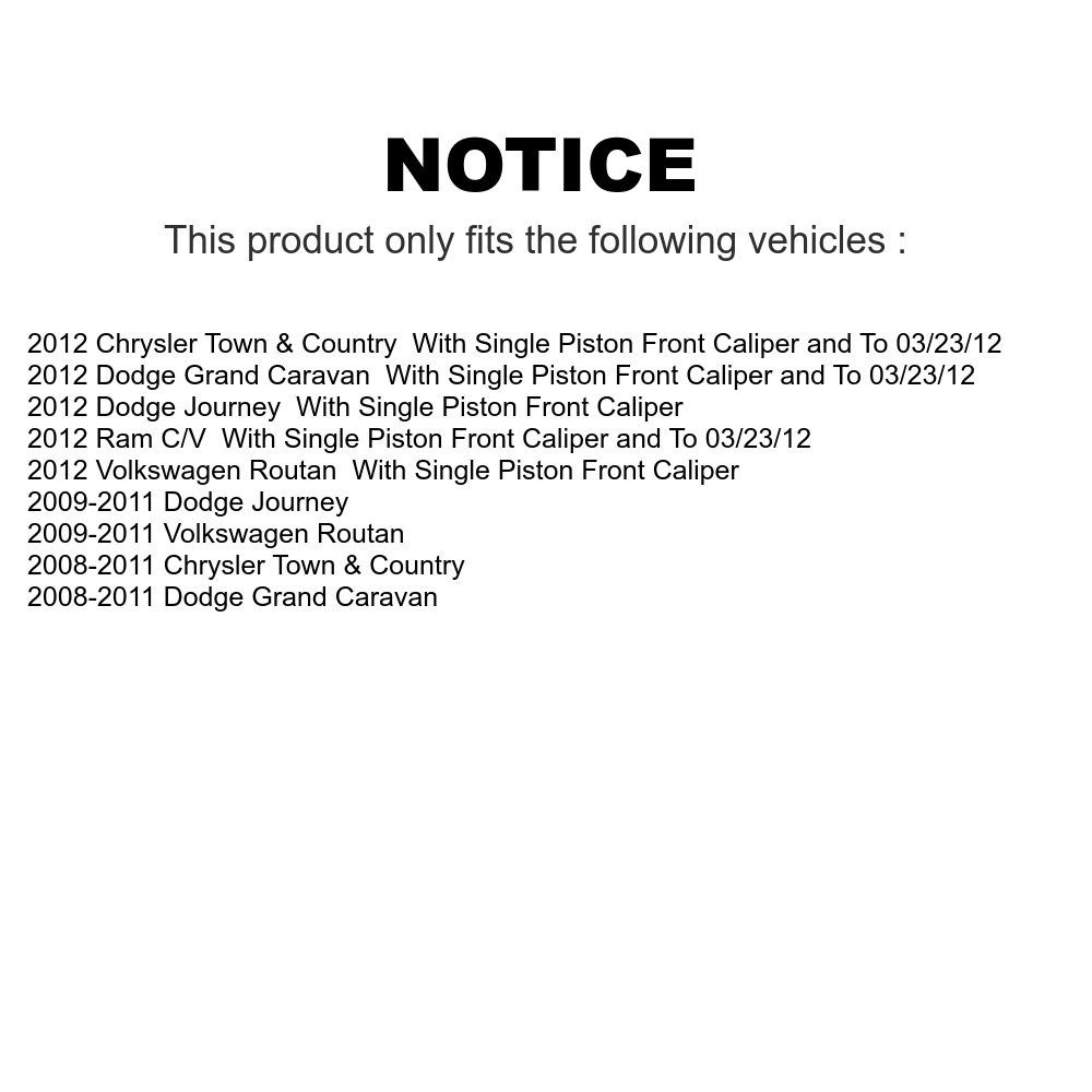 Chrysler Caravan For Country Kit Journey Brake And C/V Volkswagen Rear Grand Dodge Rotors Routan Ceramic Town Ram Auto Disc - K8C-101842 Pads & Transit