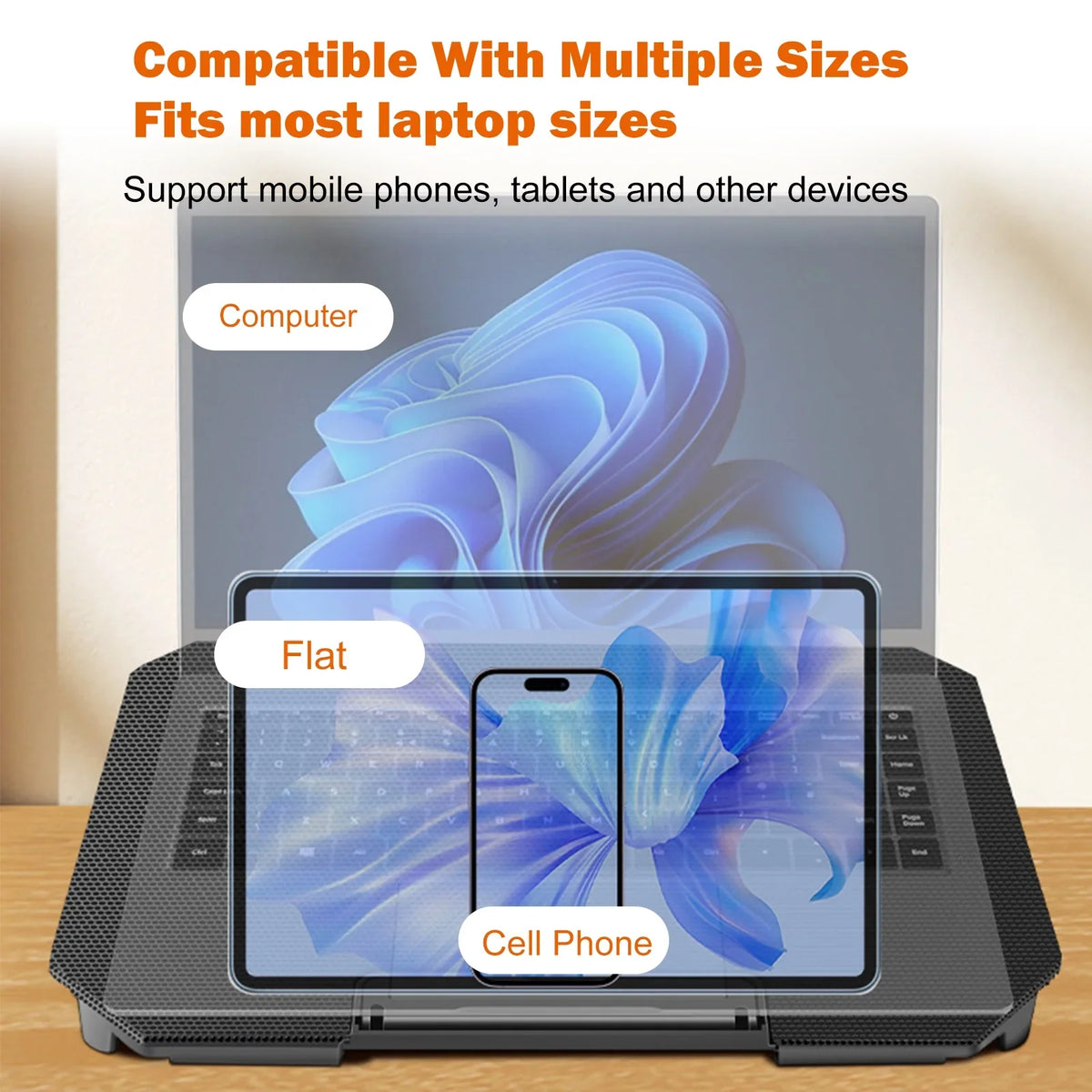 Htovila Fan Ports Adjustable and 10-15.6 2 Cooling Fan, Laptop with USB Strength Inch
