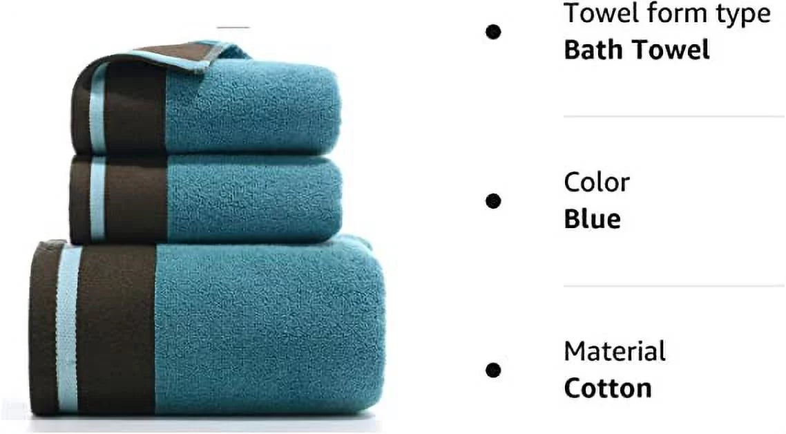 Cotton Towels Bath Bathroom,Blue Sets for Towel Towels Hand Bath Absorbent Bath Soft 3 Luxury Nvzi Combed Towels Towel Bath Sheets Bathroom Piece Set, Shower