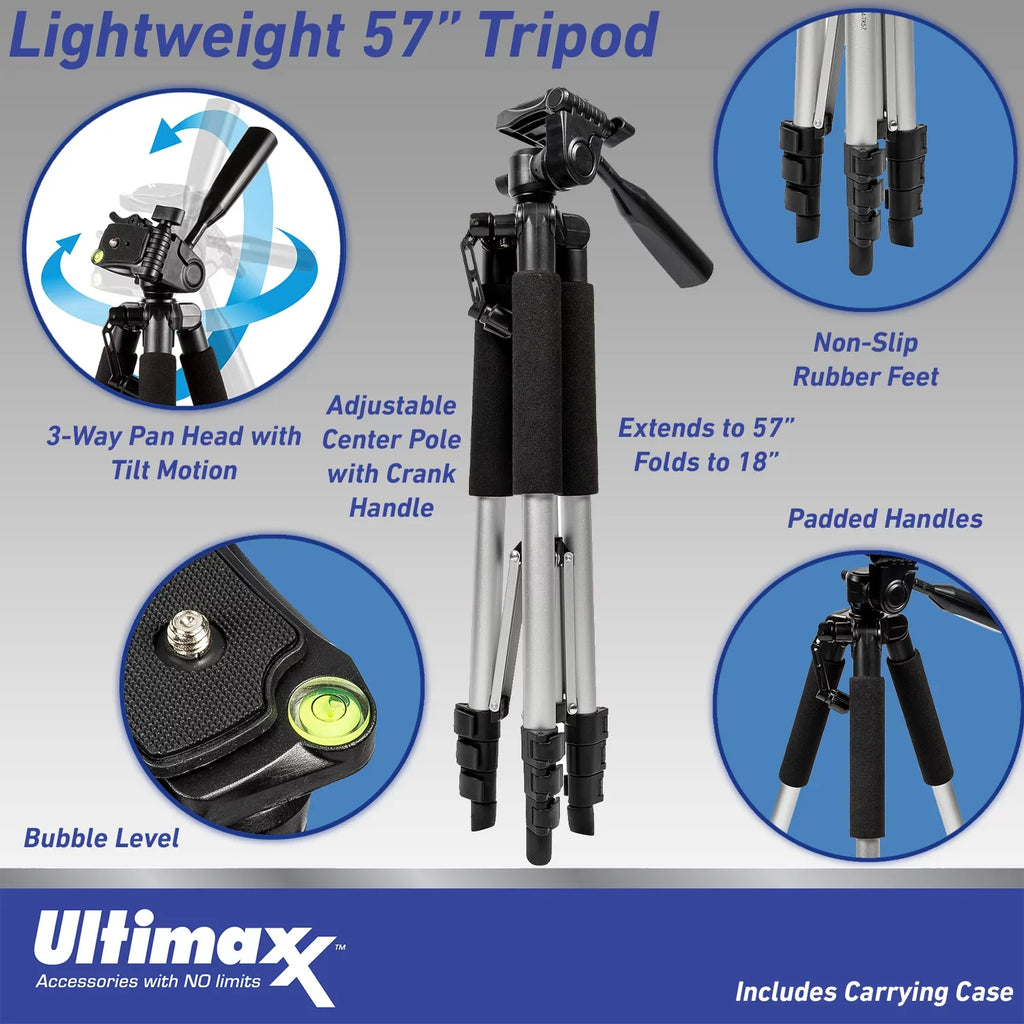 28-60mm with Sony (26pc Tripod Alpha More Mirrorless Bundle) Much Digital + a7C Lens Batteries, Replacement Camera (Silver) 2x 128GB SDXC, Extreme & Lightweight 57”