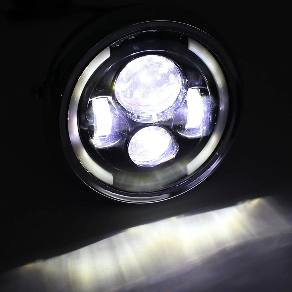 Fog LED Inch Hi/Lo Motorcycle Dyna for DRL Driving Cafe Headlight Racer Bobber 7