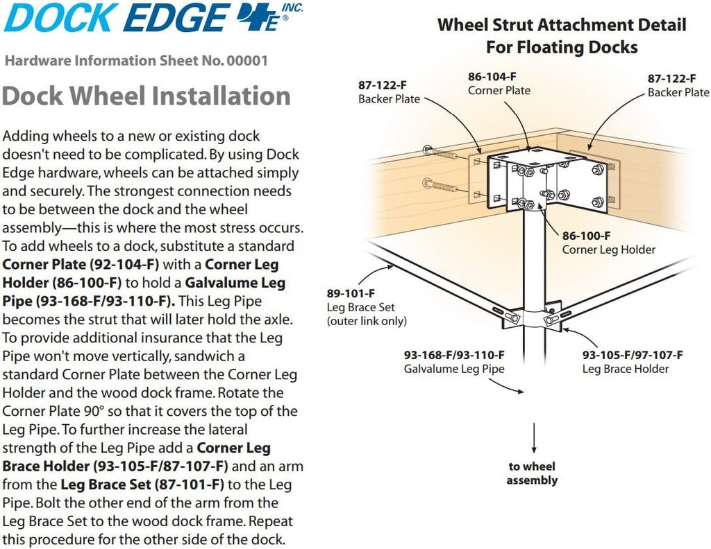 '- Lift 24", Rotomold Dock + Edge Shaft Wheel, Axle & 1.98" Dock Boat