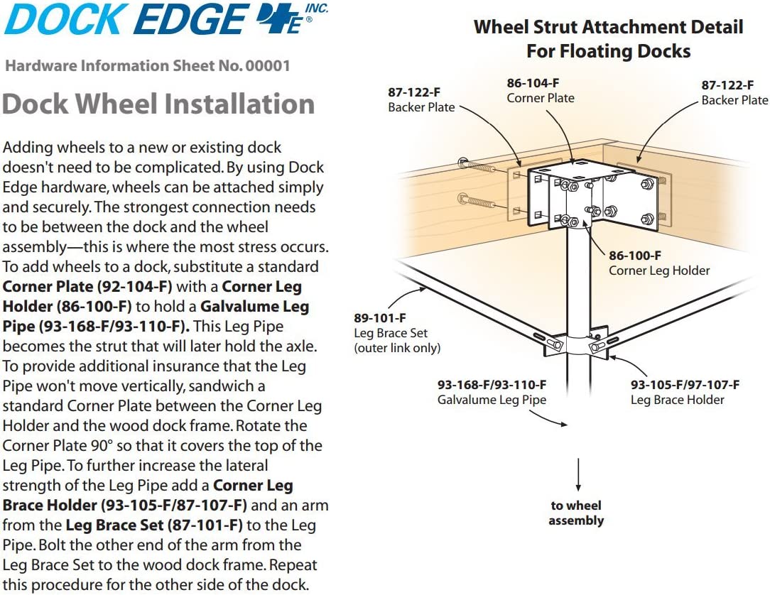 '- Lift 24", Rotomold Dock + Edge Shaft Wheel, Axle & 1.98" Dock Boat