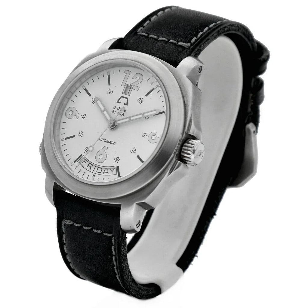 Dial Date Leather 43mm Ivory 51ETA Watch Day Automatic D-Date Anonimo Men's 2006
