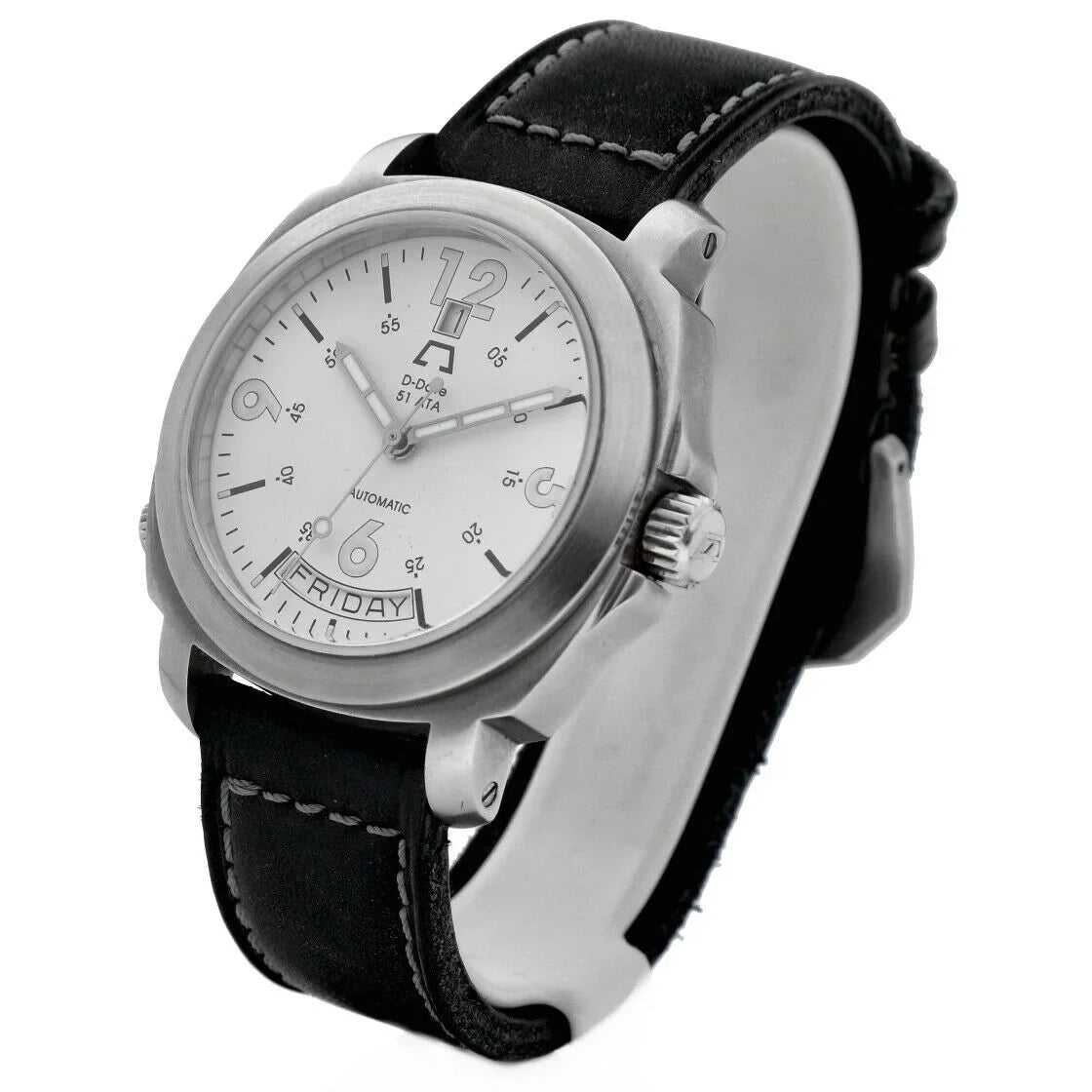 Dial Date Leather 43mm Ivory 51ETA Watch Day Automatic D-Date Anonimo Men's 2006