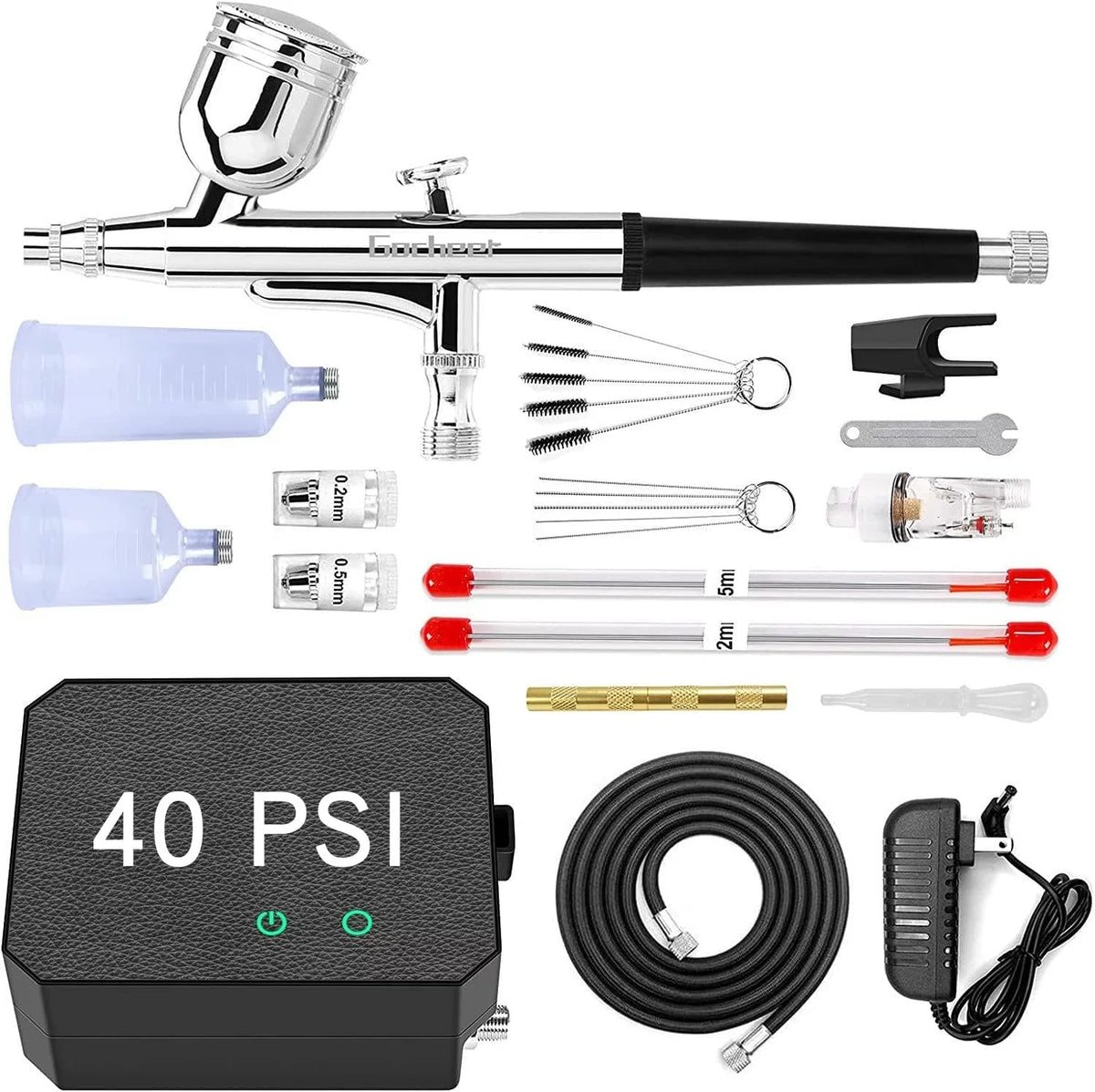 with Cake Airbrush Craft Multi-Purpose Set for Compressor Tattoo Upgraded Decor Gocheer 40PSI Dual-Action Airbrush Kit, Art Makeup