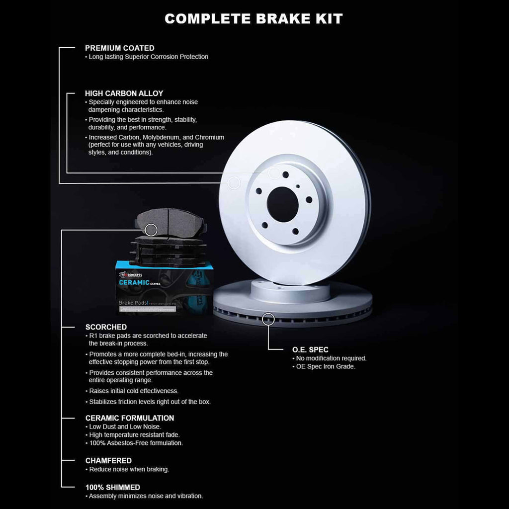 2002-2003 59054 Wdwh2 Carbon Ceramic select: Rotor Concepts Coated CIVIC HONDA SI Fits R1 R1 With Pads Concepts Brake