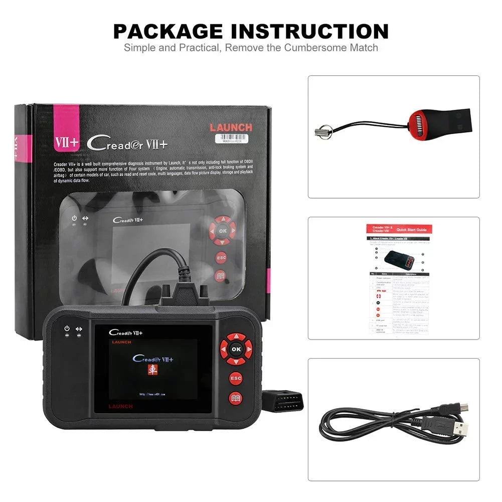 Diagnostic Reader EOBD (CRP123) Launch Car Testing Code VII+ Engine/Transmission/ABS/Airbag X431 Creader Scanner OBD2