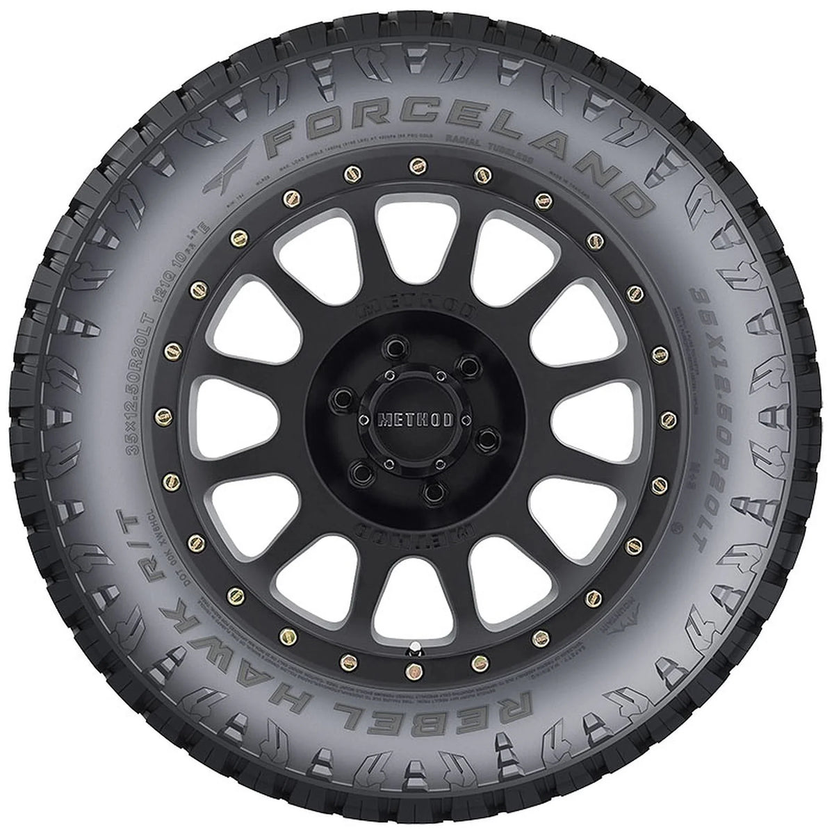 Hawk LT37X12.50R20 Rugged Tire Rebel 126Q Terrain R/T Truck Light E Forceland