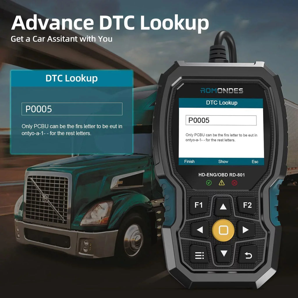 Diesel Diagnostic Romondes Scanner Duty OBD2 Code Heavy Scanner Tool Truck RD801 Truck Reader