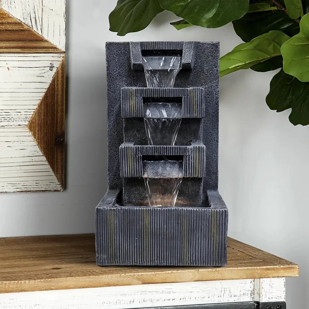 Sounds Water Ambiance Grey - LED Tabletop Soothing - LED & Fountain