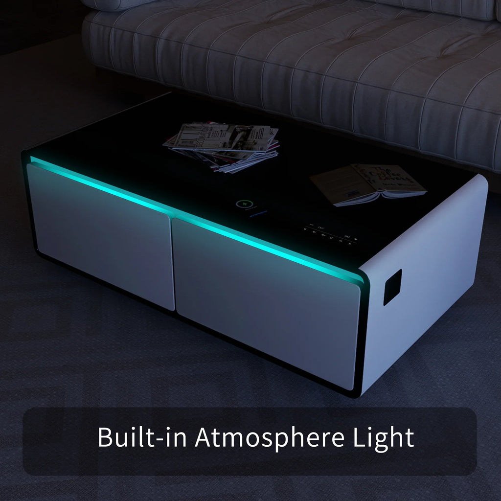Control Speaker, Protection, Smart White Charging Built-in Fridge, with Outlet Table Bluetooth Coffee Touch Module, Wireless Power light, Panel, Socket, USB Modern Atmosphere Interface,